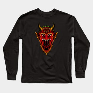 Red Demon Traditional Tattoo Old School Goth Long Sleeve T-Shirt